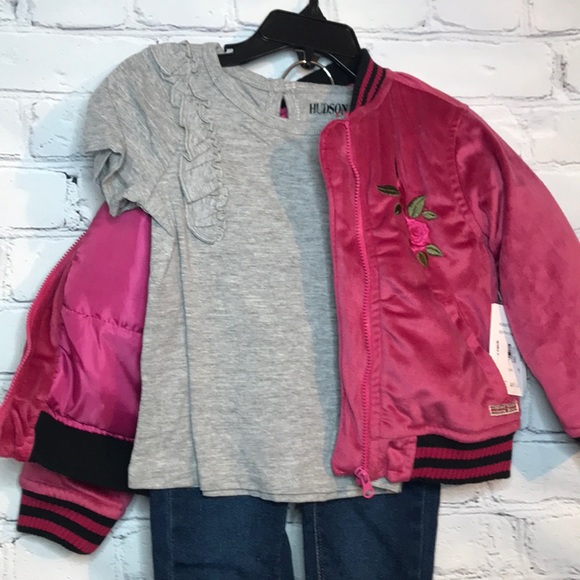 NWT Hudson Girls' Velour Jacket 3-Piece Set Outfit - Picture 5 of 16
